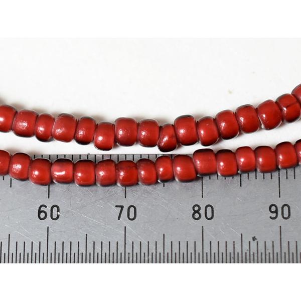 ○わくわく とんぼ玉☆ANTIQUE金赤ホワイトハーツ中小粒ビーズ一連A