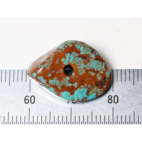 ●わくわく とんぼ玉★OLDチベタンターコイズ緑色垂直孔ビーズ2 トルコ石【2511】【送料無料】【ZB25015-2】_1
