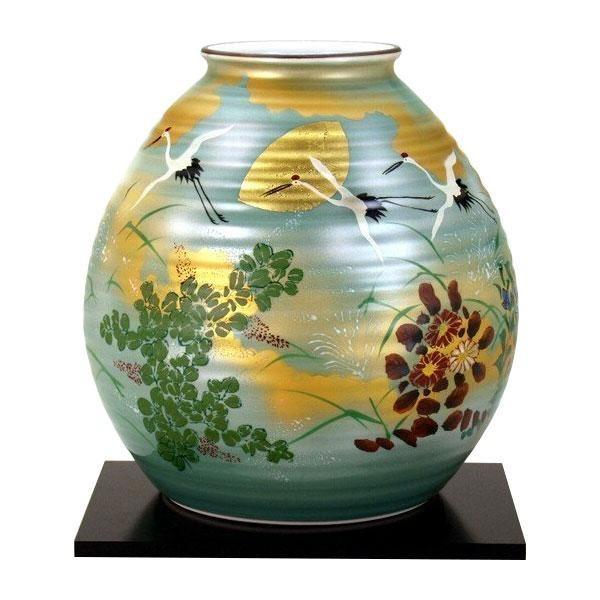 特価窓口 九谷焼 勇峰作 花瓶 花台 8号花瓶 金箔秋月文 N175 06