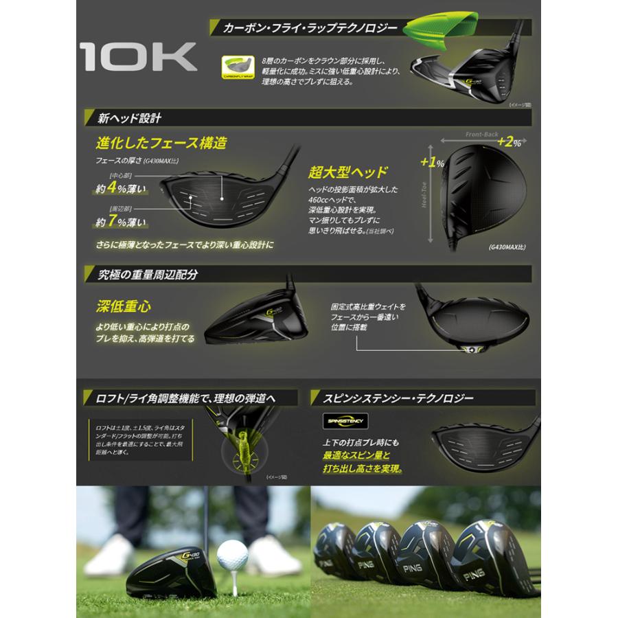 (特注 納期2-3週)ピンゴルフ G430MAX 10K(テンケイ) ドライバー ツアーAD-CQ シャフト 2024年モデル (日本正規品)｜b-kenkougolf｜05