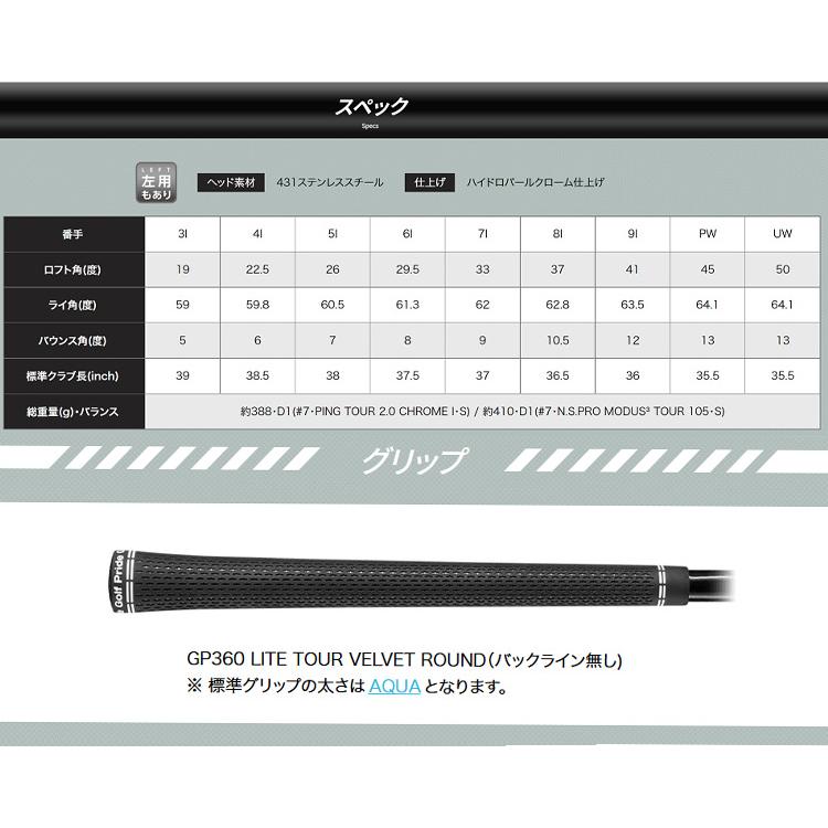 (特注完成品)ピンゴルフ i230 アイアンセット(6本 #5-9,Pw) PING-TOUR2.0 クロームアイ(Chrome I) シャフト 2023年モデル (日本正規品)｜b-kenkougolf｜07