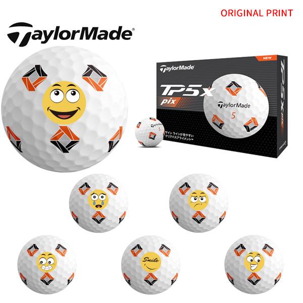 【オリジナルプリントゴルフボール(納期2-4日)】テーラーメイド TP5x-pix 1ダース(12球) スマイルA[オウンネーム(マーク)] | TP5