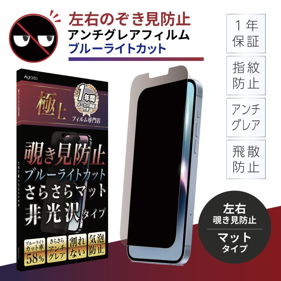 左右覗き見防止 割れない iPhone フィルム ブルーライトカット