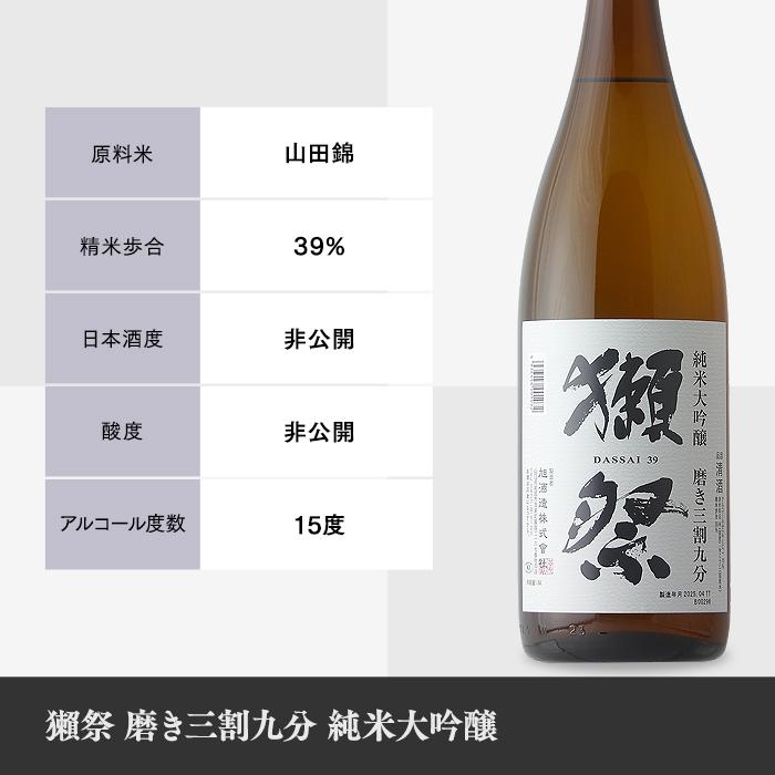 獺祭 だっさい 三割九分 39 純米大吟醸 1800ml 日本酒 お酒 酒 山口県