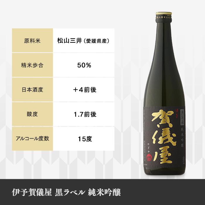 日本酒 賀儀屋 かぎや 黒ラベル 純米吟醸 720ml 愛媛県 成龍酒造 お酒