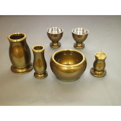 仏具 セット モダン 金物 ライトブラウン色　６具足2.5寸タイプ
