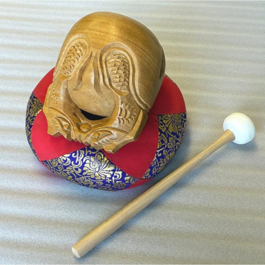 4.0寸 キッチン・日用品・その他 木魚 木魚セット 木製 5寸 「龍彫り