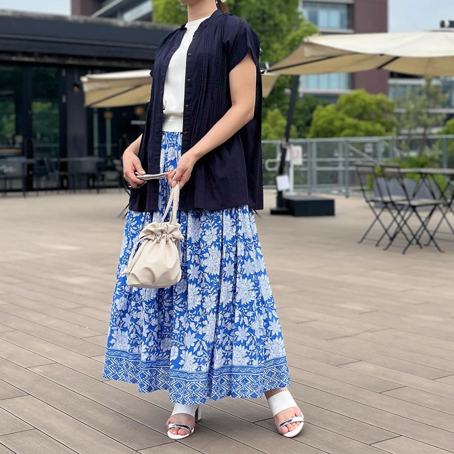 プリントスカート フレアスカート マキシ スカート 柄スカート 綿