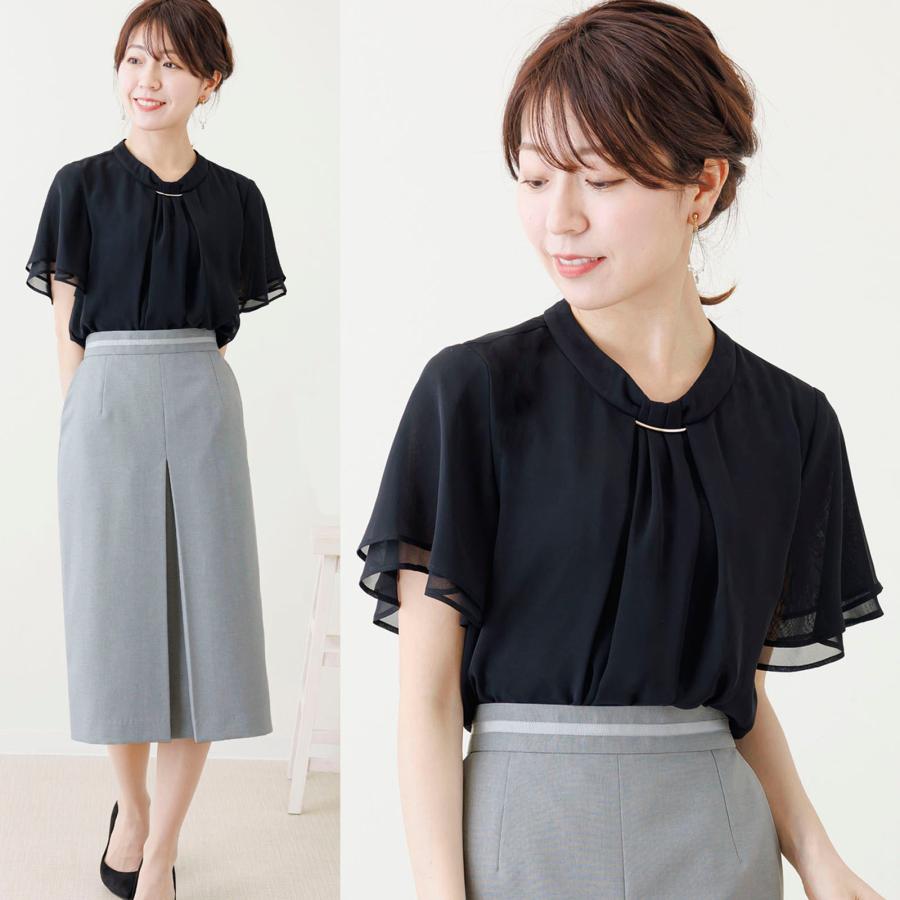 ブラウス オフィス レディース 半袖 夏ブラウス 通勤服 シフォン 