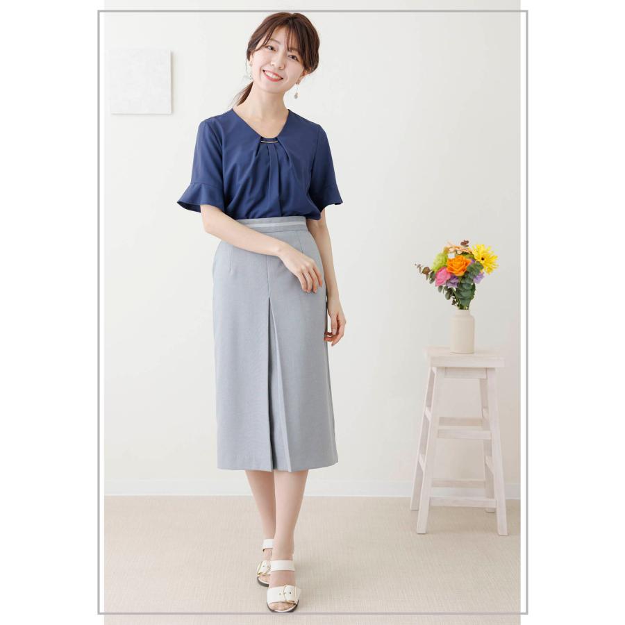 レディース ブラウス 半袖 スーツインナー 大きめ 透けない