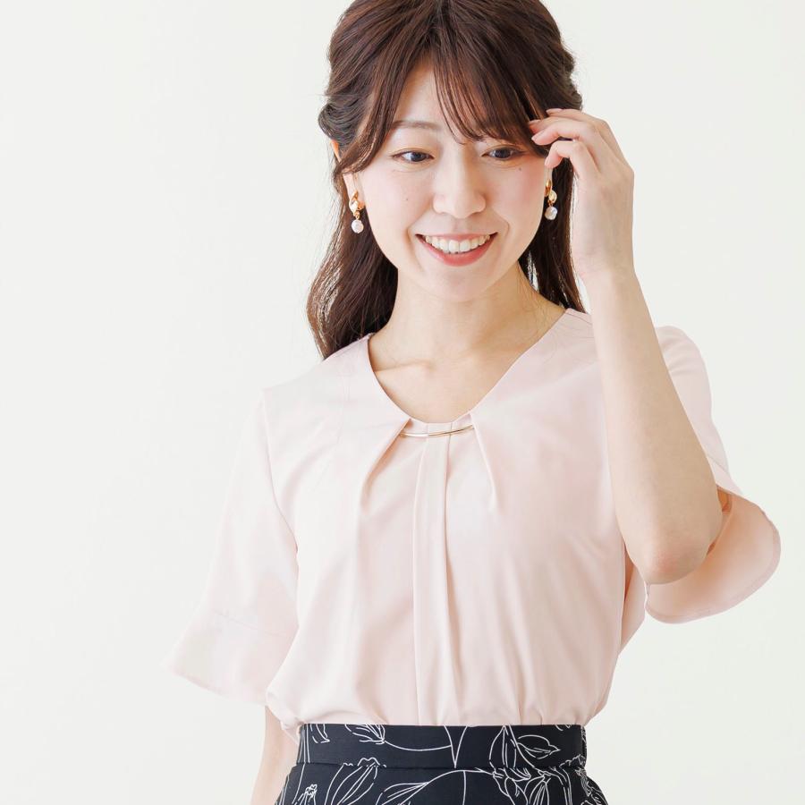 ブラウス レディース オフィス 半袖 大きめ オフィスカジュアル bow 夏