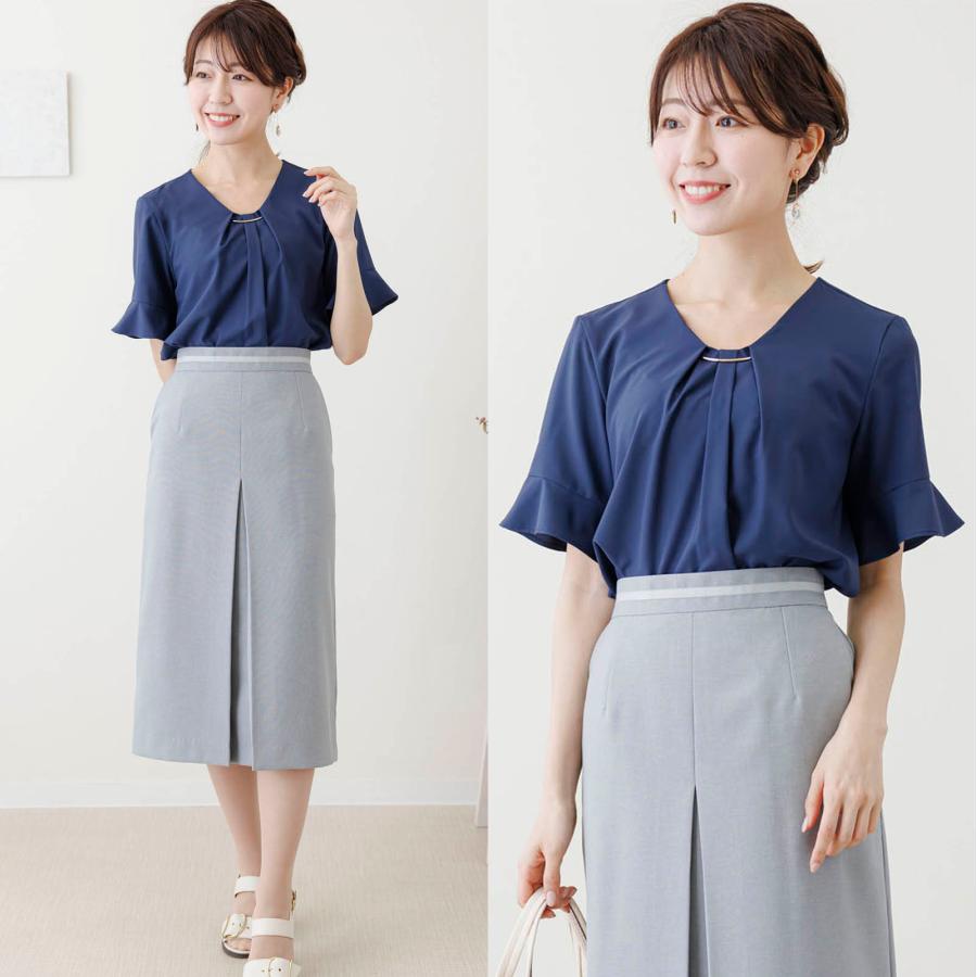 シャツ+ブラウス(半袖+袖なし) Sabrina Sheer Blouse moment+ ブラウス シャツ シフォンジョーゼットフロントタックバイ