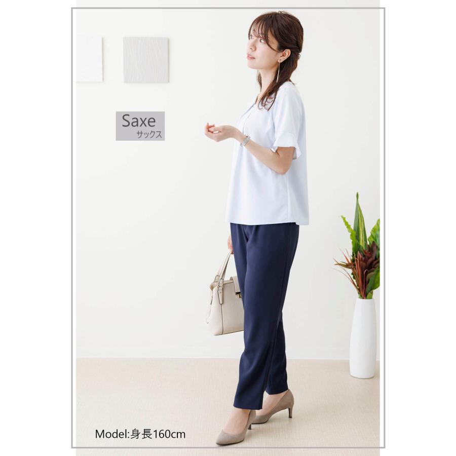 レディース ブラウス 半袖 スーツインナー 大きめ 透けない