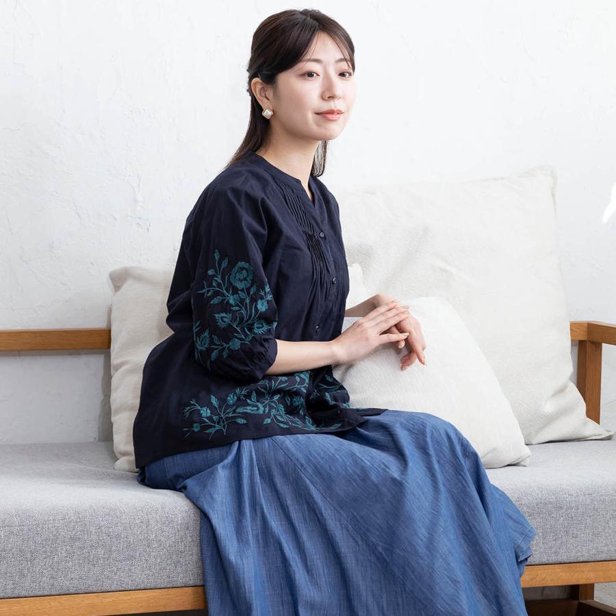 ギャラリーくめ 更紗 トップス ブラウス 羽織り物 コットン 総柄 ゆったり 綿ブラウス トップス シャツ ブラウス 刺繍 シャツブラウス 羽織り