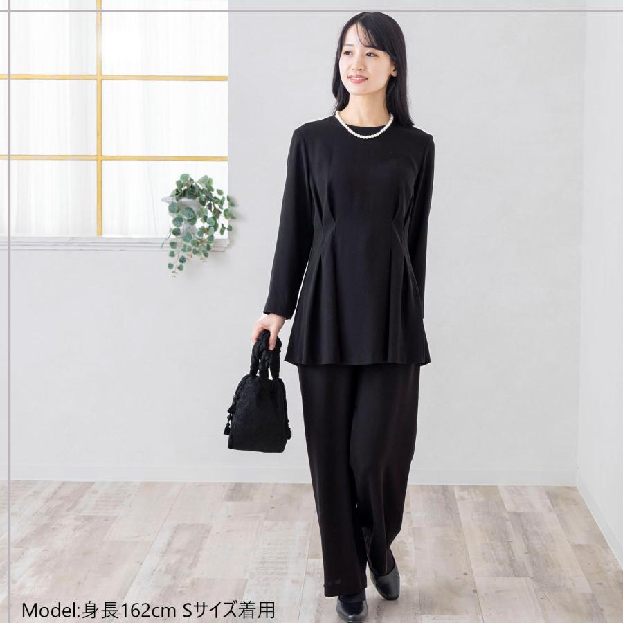 喪服 礼服 タック プルオーバー チュニック 二重織り ブラウス