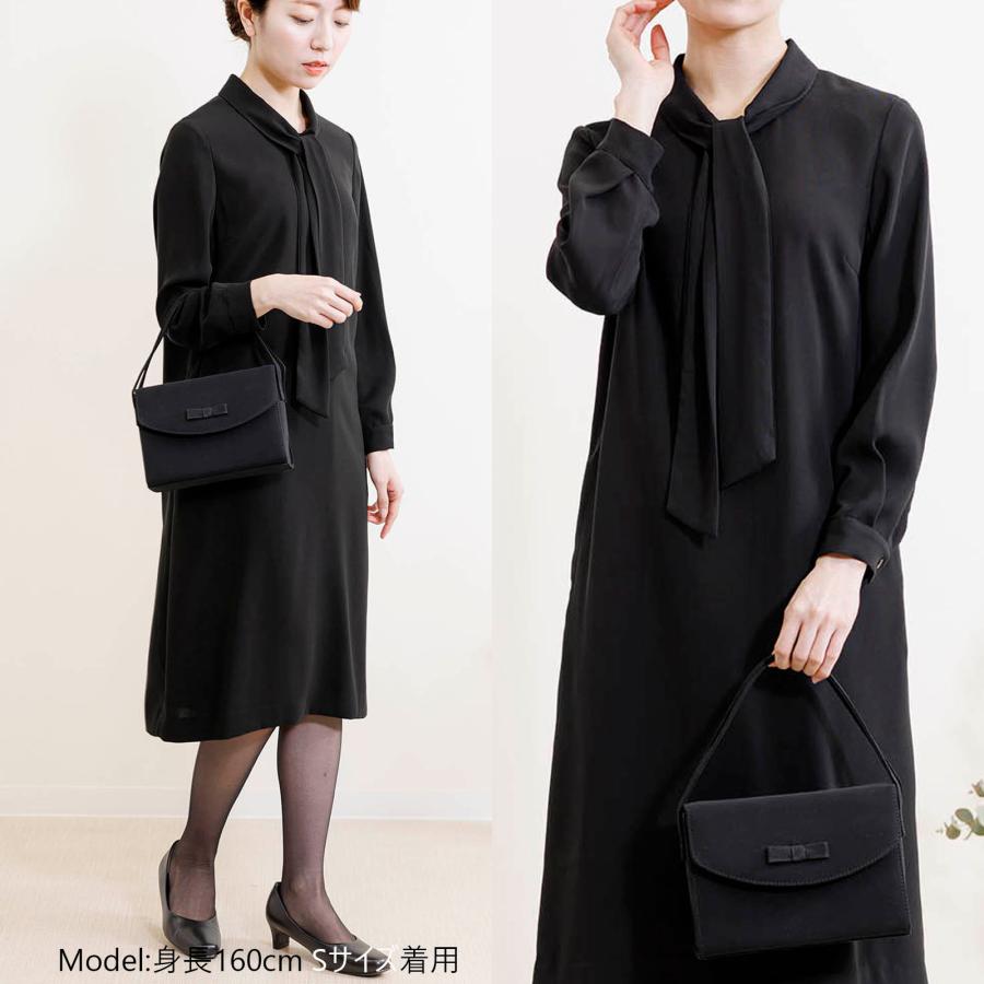 SALE】喪服 礼服 レディース ブラックフォーマル ワンピース ボウタイ