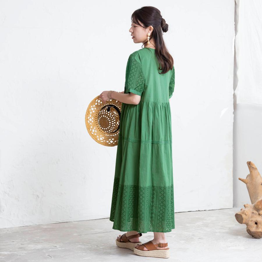 ロングワンピース 夏ワンピース 刺繍ワンピース 刺繍 レース