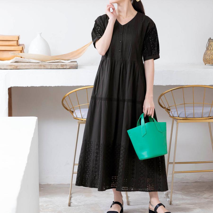 ロングワンピース 夏ワンピース 刺繍ワンピース 刺繍 レース
