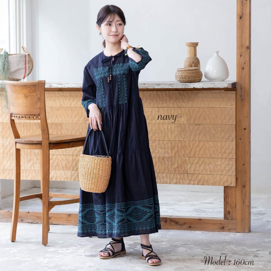 刺繍ワンピース ワンピース 夏ワンピース 通勤服 レディース 刺繍 幾何