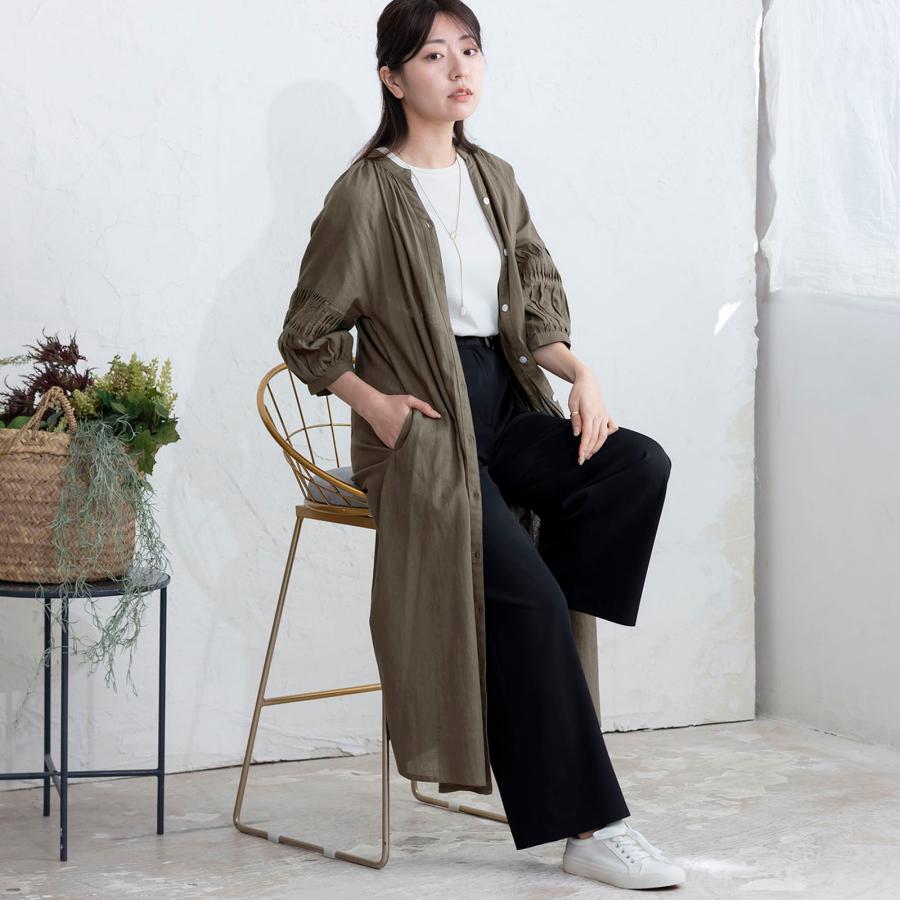 ワンピース ピンタック 半袖 七分袖 ポケット ロング ロング丈 マキシ