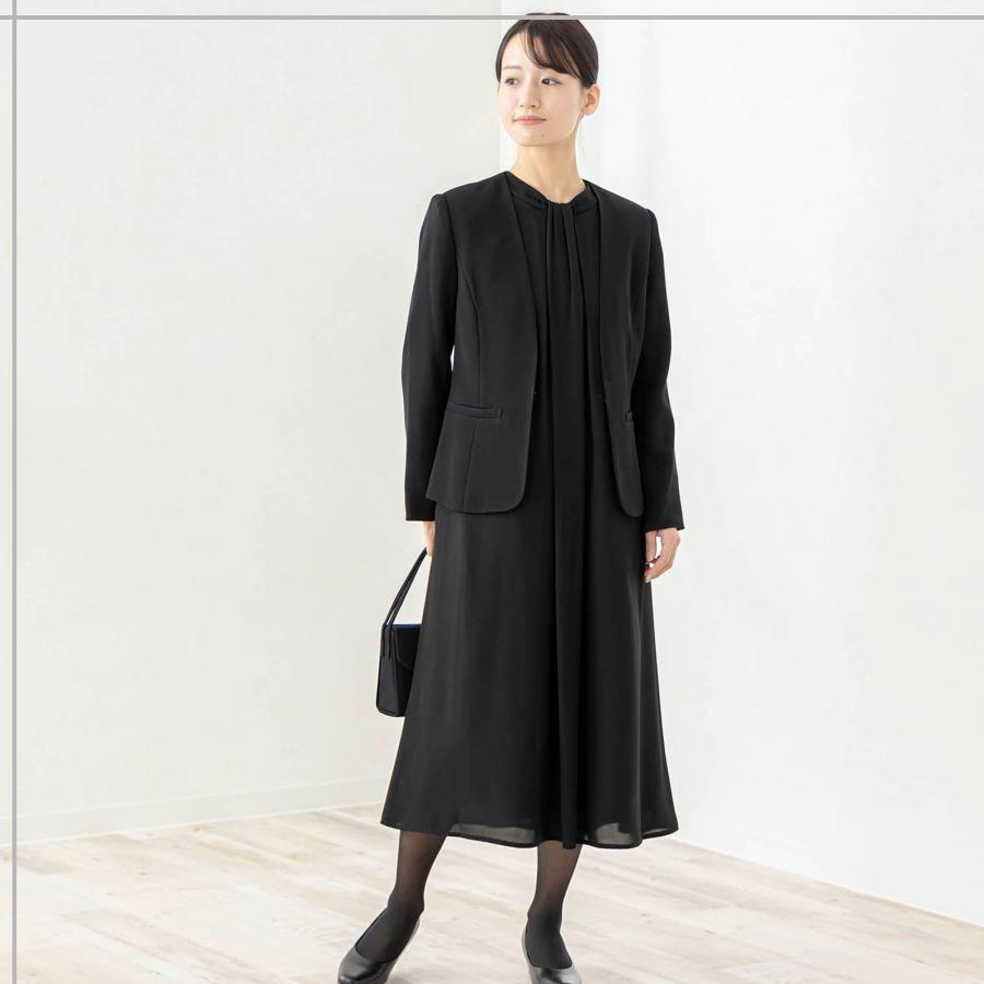 喪服 レディース ワンピース ロング 礼服 ブラックフォーマル 大きい