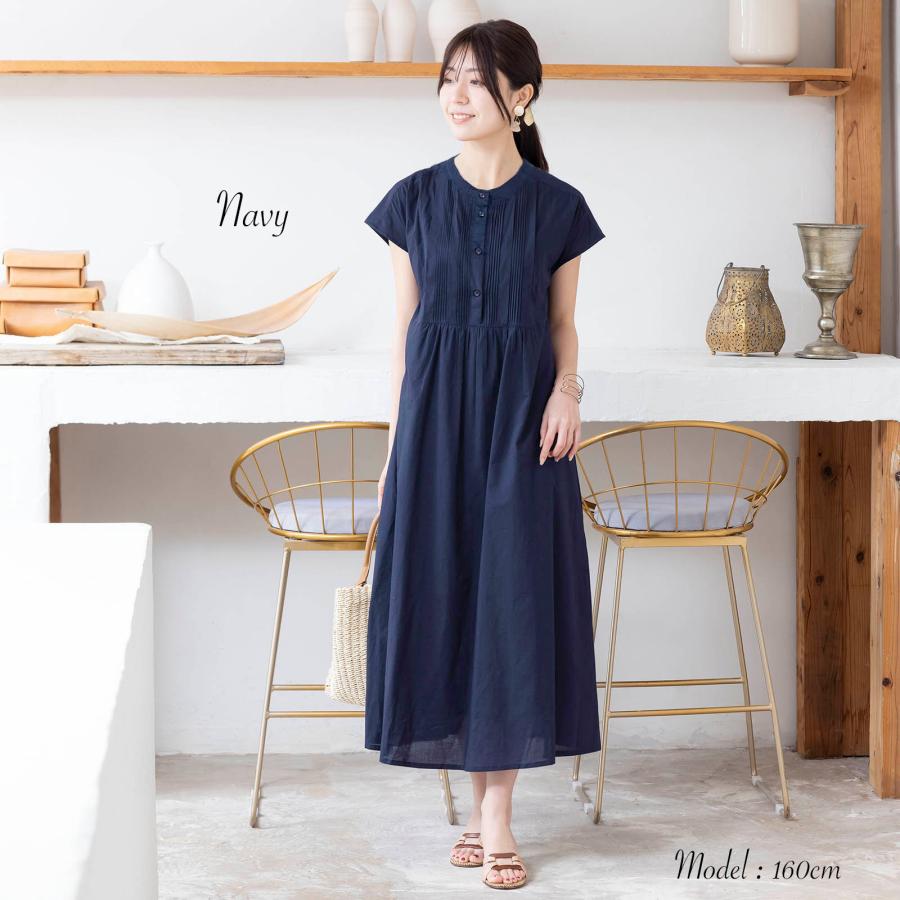 ワンピース レディース 夏ワンピース 涼しい 半袖 フレンチスリーブ 釦