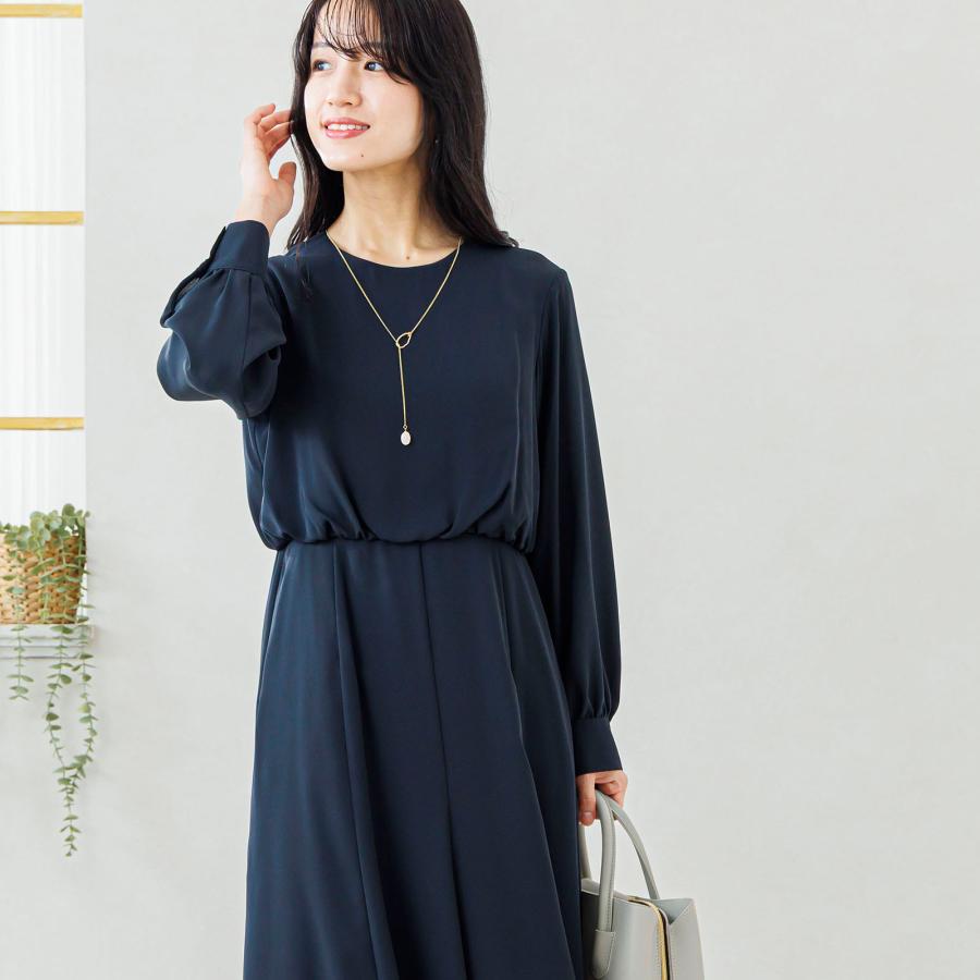 フレア ロング ワンピース 黒 ブラック ネイビー aライン レディース
