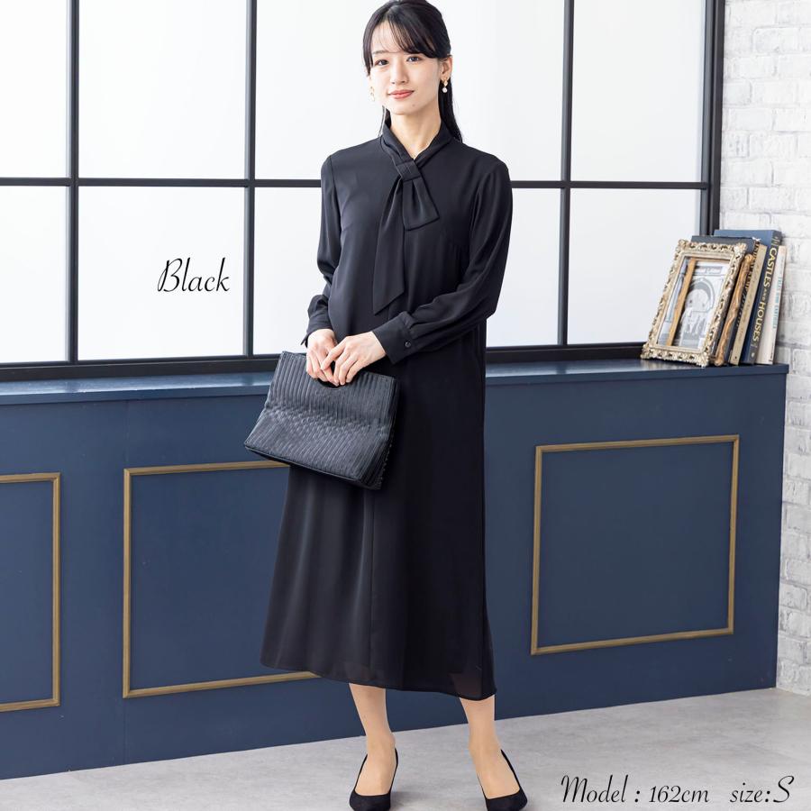 ロングワンピース ボウタイ ワンピース レディース 通勤服 OL オフィス