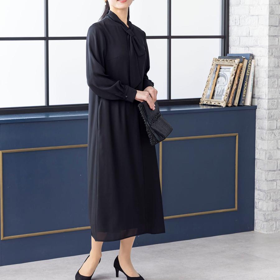 ロングワンピース ボウタイ ワンピース レディース 通勤服 OL オフィス