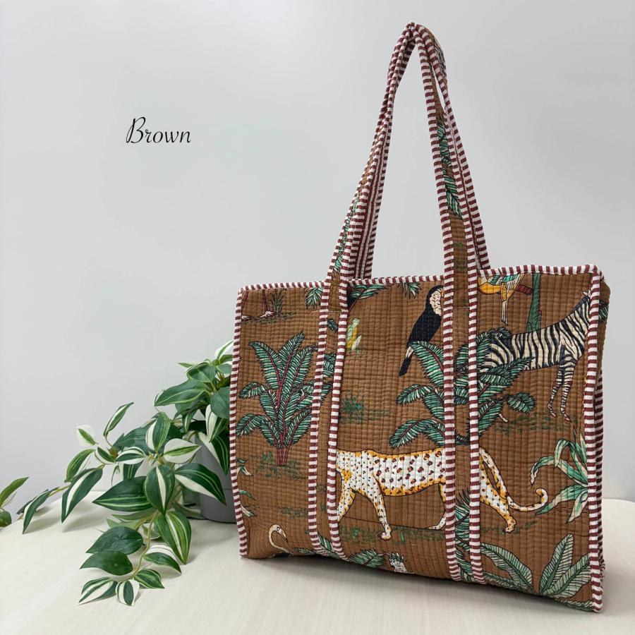 バッグ トートバッグ キルトバッグ ショッピングバッグ 花柄 リーフ柄