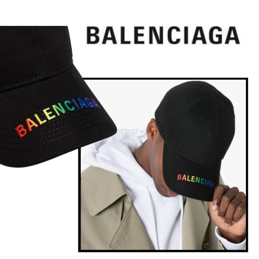 BALENCIAGA バレンシアガ キャップ ロゴ刺繍 レインボー イタリア製 