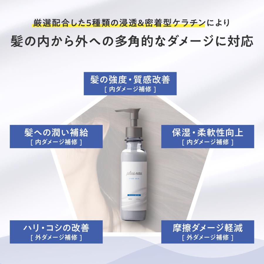 plus eau（プリュスオー） ヘアミルク 120ml ハイドロミルク 詰め替え