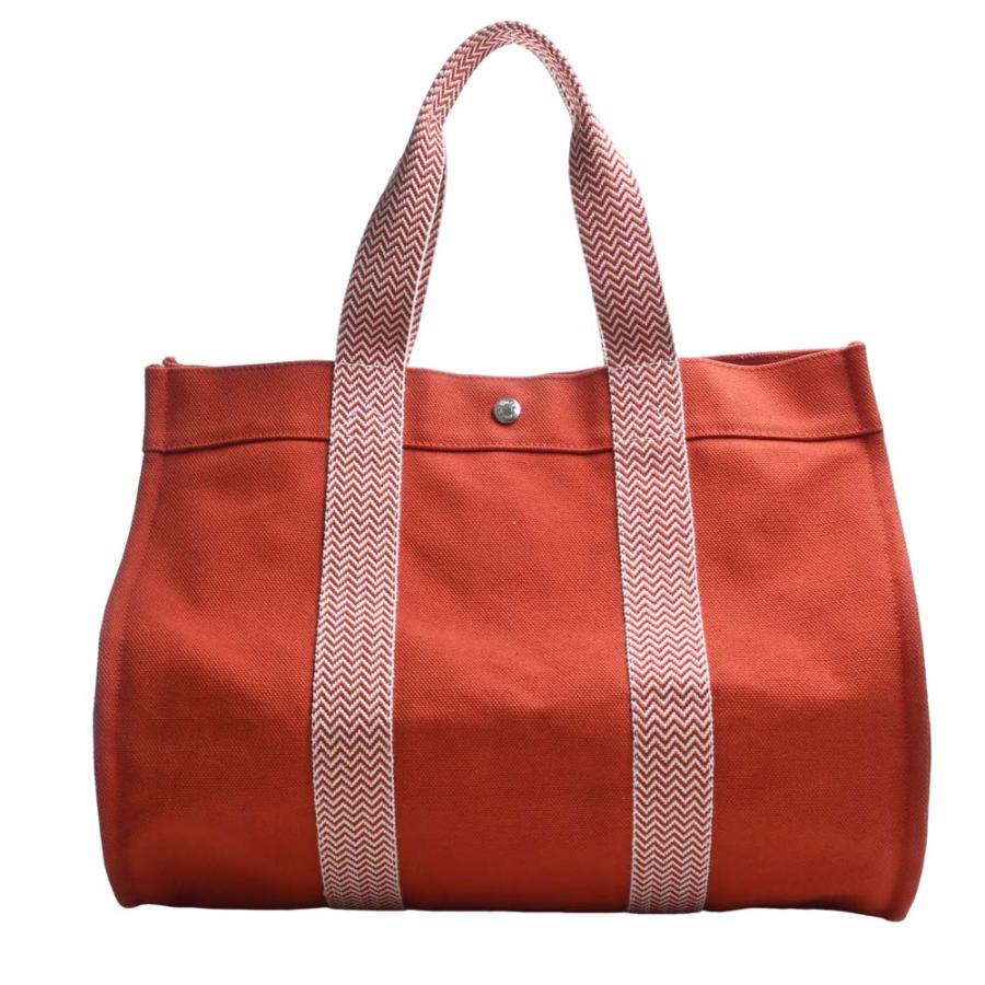 HERMES エルメス キャンバス カンヌMM トートバッグ レッド レディース 