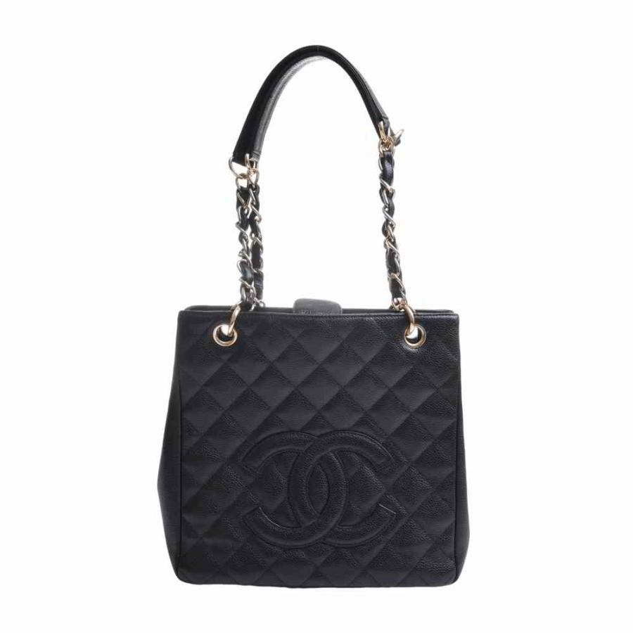 シャネル CHANEL チェーン トート バッグ　ココマーク キャビアスキン