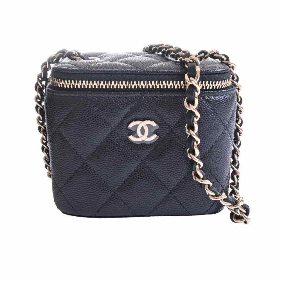 出色 CHANEL シャネル バニティ ショルダーバッグ ブラック キャビア