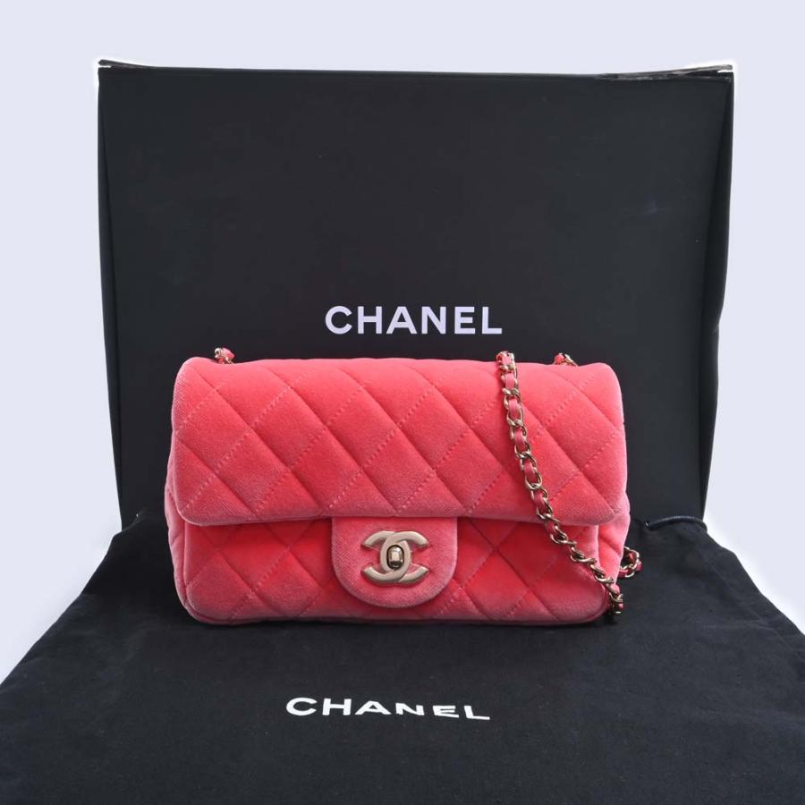 CHANELベロア ミニメタラッセ ココマーク ボールチェーン ショルダーバッグ CHANELベロア ミニメタラッセ ココマーク ボールチェーン