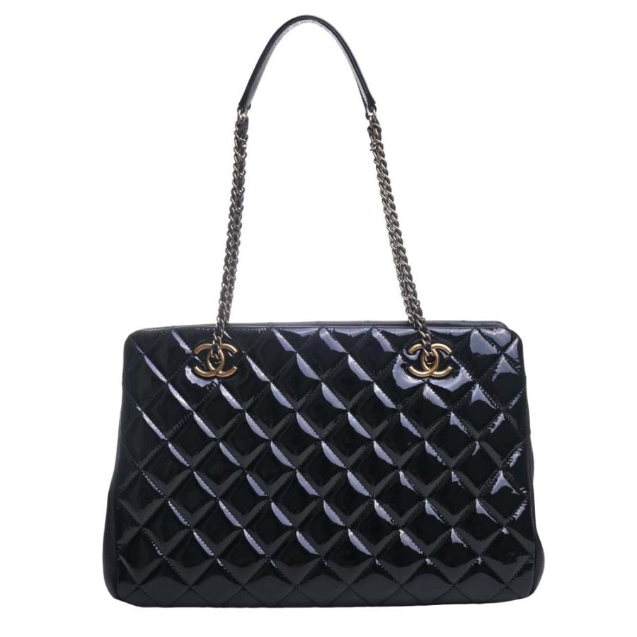 CHANEL シャネル パテント マトラッセ ココマーク チェーン トート  