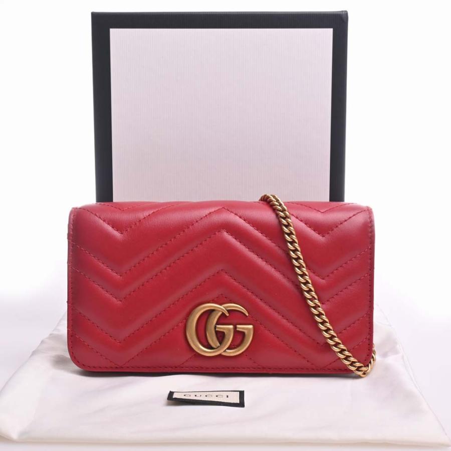 GUCCI（グッチ） GGマーモント レザー チェーン ショルダーバッグ