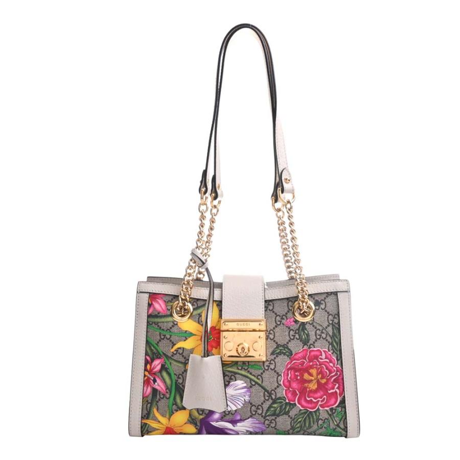 Gucci グッチ GGスプリーム フローラ パドロック スモール チェーン 