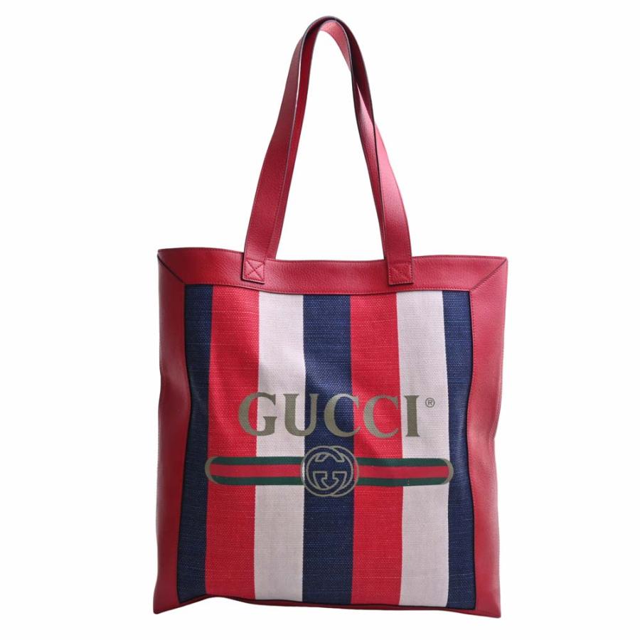 GUCCI（グッチ） レザー キャンバス トリコロール ストライプ ロゴ
