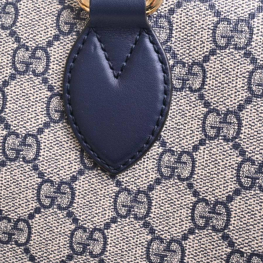 【GUCCI】ボストンバッグ　GGスプリーム　PVC  ネイビー　グレー GUCCI】ハンドバッグ ミニボストンバッグ GGスプリーム グレー
