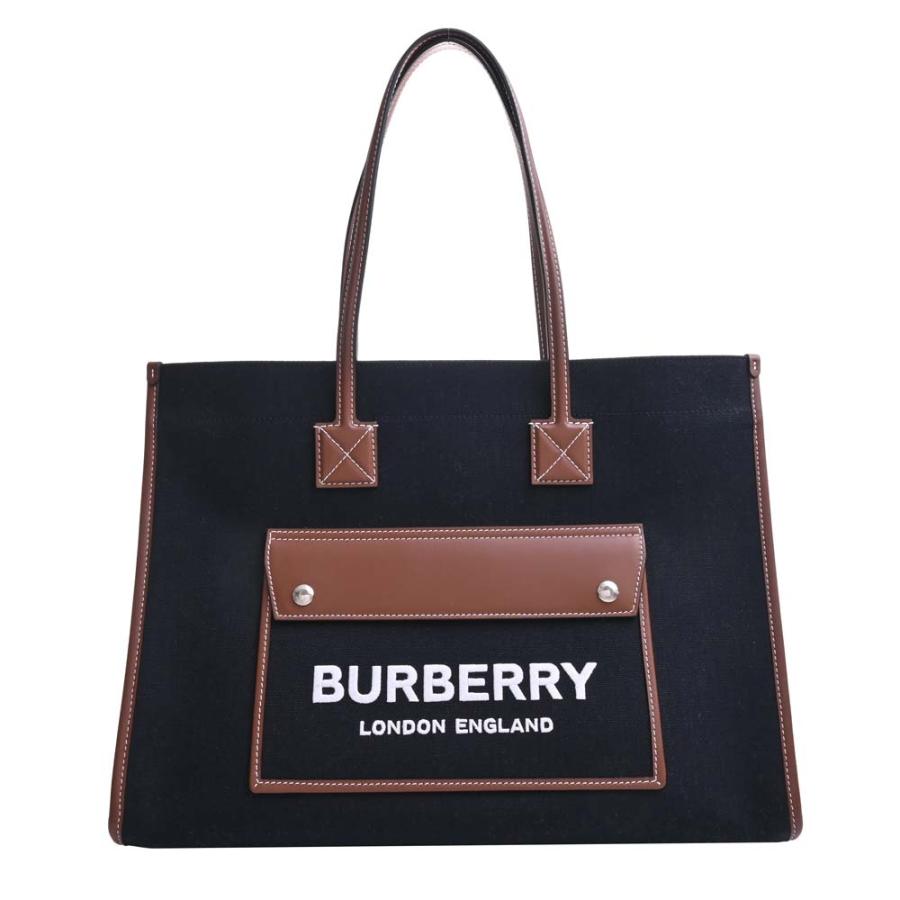 BURBERRY バーバリー フレヤ トート コットン レザー トート  