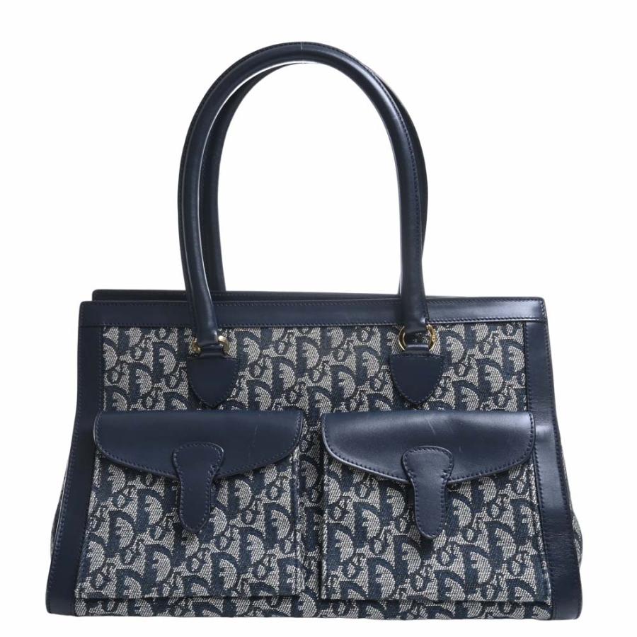 極美品 クリスチャンディオール トートバッグ トロッター キャンバス レザー 紺 Dior Book Tote （未使用） クリスチャン ディオール Christian