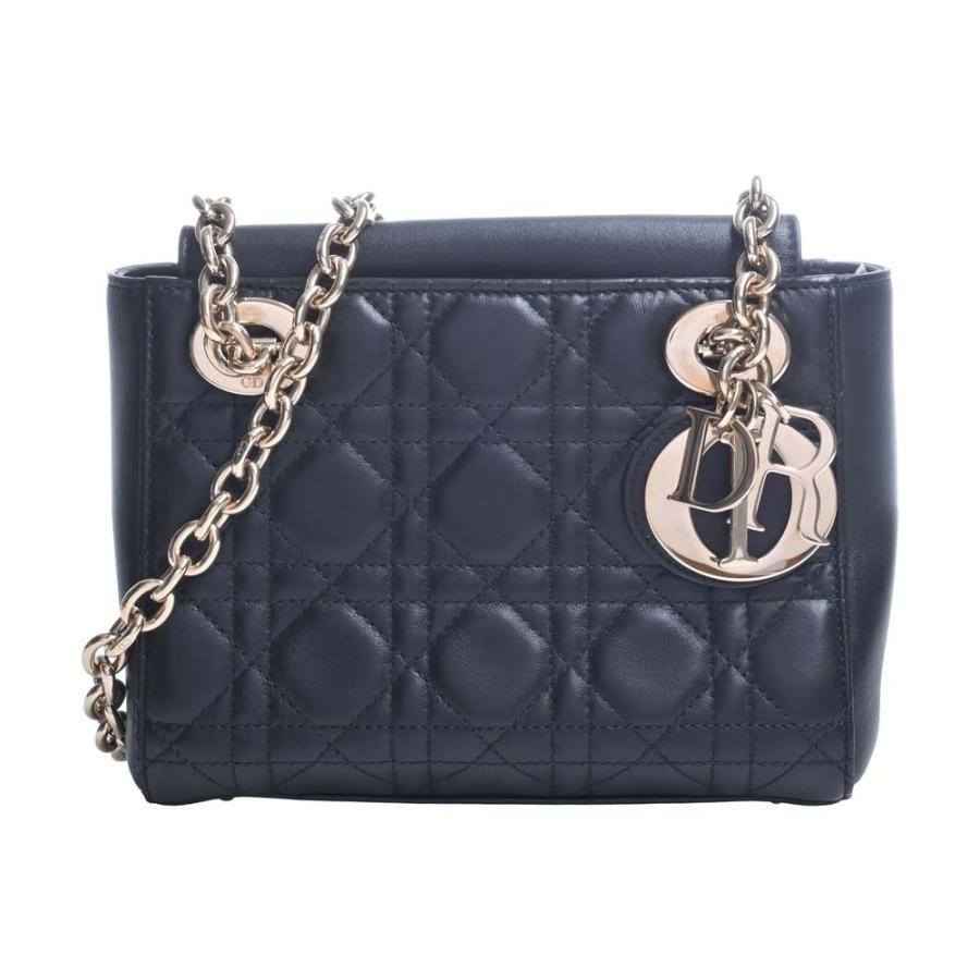ディオール　ブラックレザーショルダーバッグ カナージュ　チェーン Lady Dior ディオール ハンドバッグ ショルダーバッグ