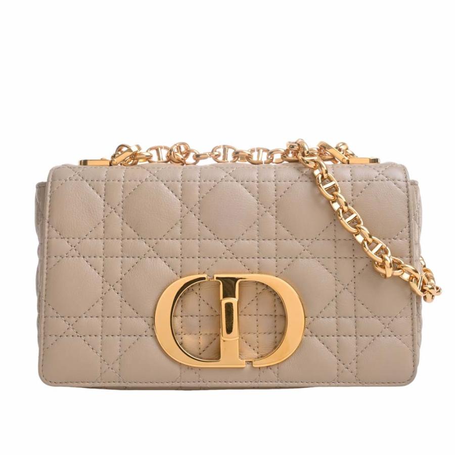 【美品】ディオール　カロ　スモール　レザー　ベージュ　バッグ　ショルダーバッグ クリスチャンディオール カロ ストロー×レザー チェーン