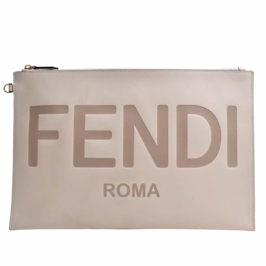 FENDI フェンディ レザー ロゴ ラージ クラッチバッグ セカンドバッグ 