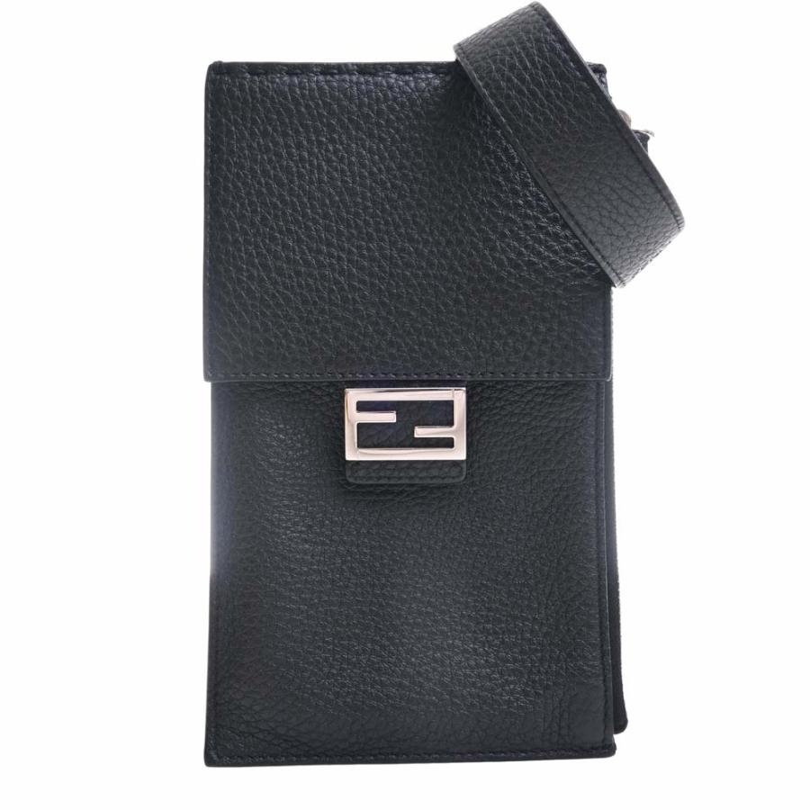 FENDI フェンディ レザー ポシェットショルダーバッグ 7AS034 ブラック  