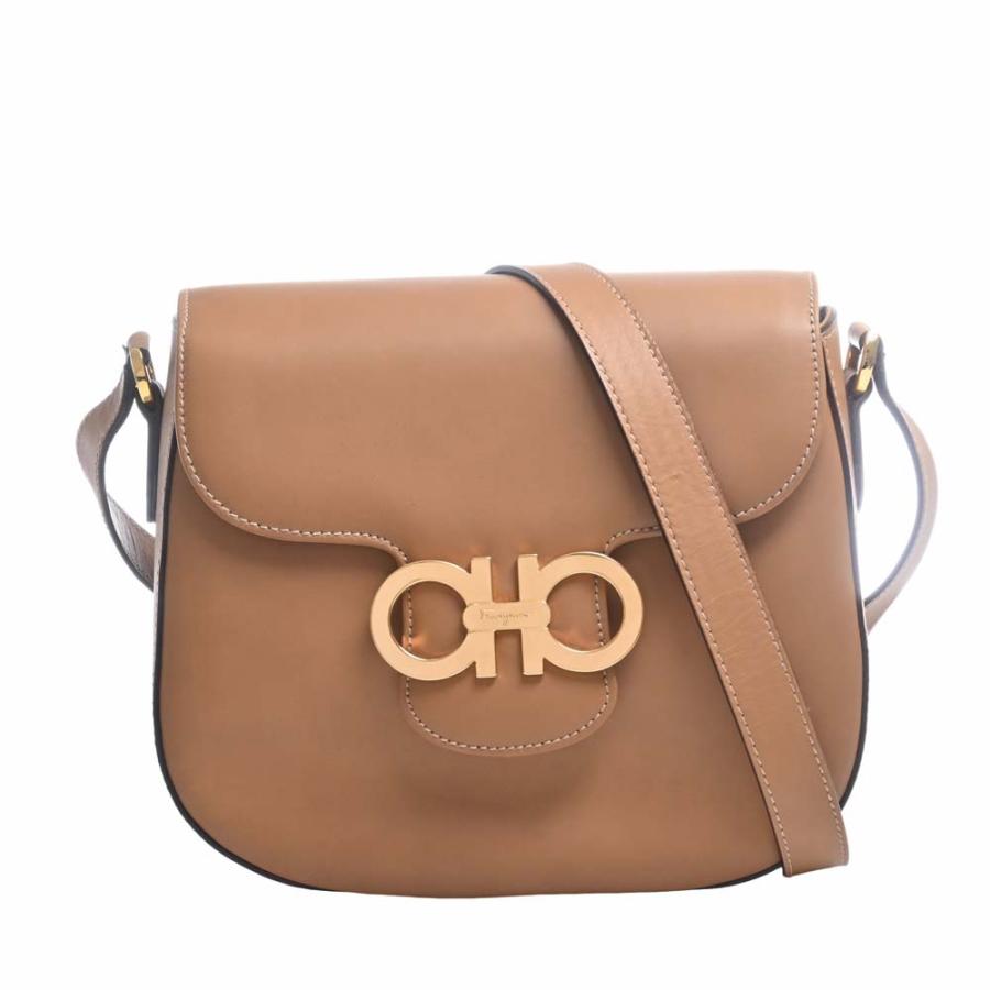 Ferragamo フェラガモ ガンチーニ ブラウン ショルダーバッグレディース FERRAGAMO Ferragamo フェラガモ レザー ガンチーニ ショルダー