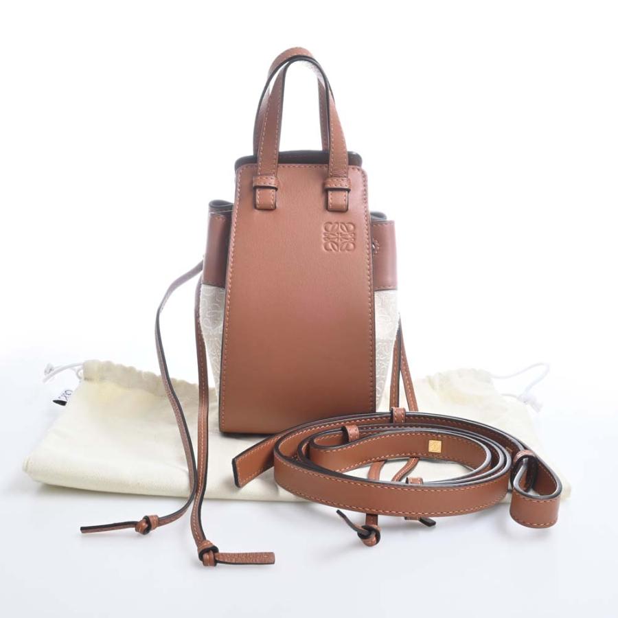 LOEWE ロエベ レザー キャンバス ハンモック ミニ アナグラム 2WAY ハンドバッグ A538V07X11 ブラウン/ベージュ レディース by｜b-rakuichi｜03