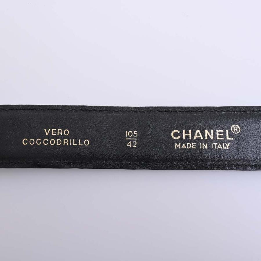 CHANEL シャネル レザー クロコ型押し ココマーク ベルト #105